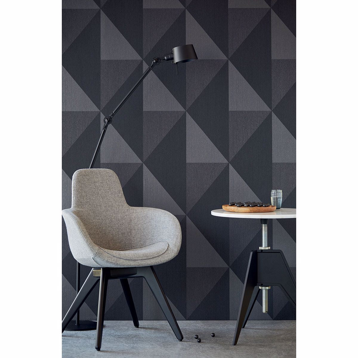 Diamond Silver Tri-Tone Geometric Wallpaper - Brewster Wallcovering