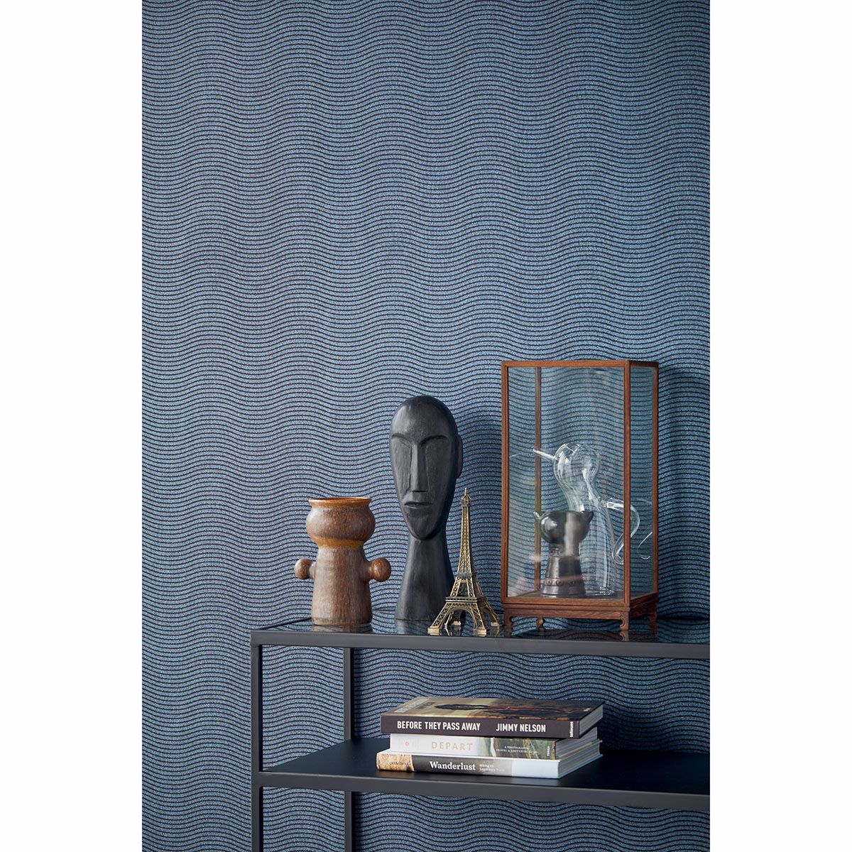 Curves Blue Glittering Waves Wallpaper  | Brewster Wallcovering - The WorkRm