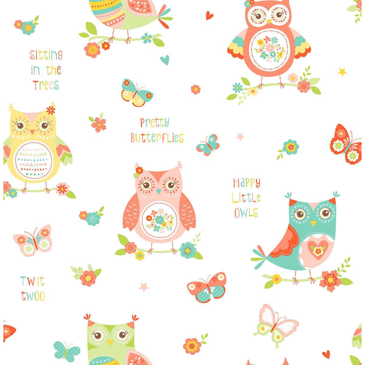 Flynn White Owls Wallpaper - York Wallcoverings - FD41923 - York Wallcoverings Wallpaper