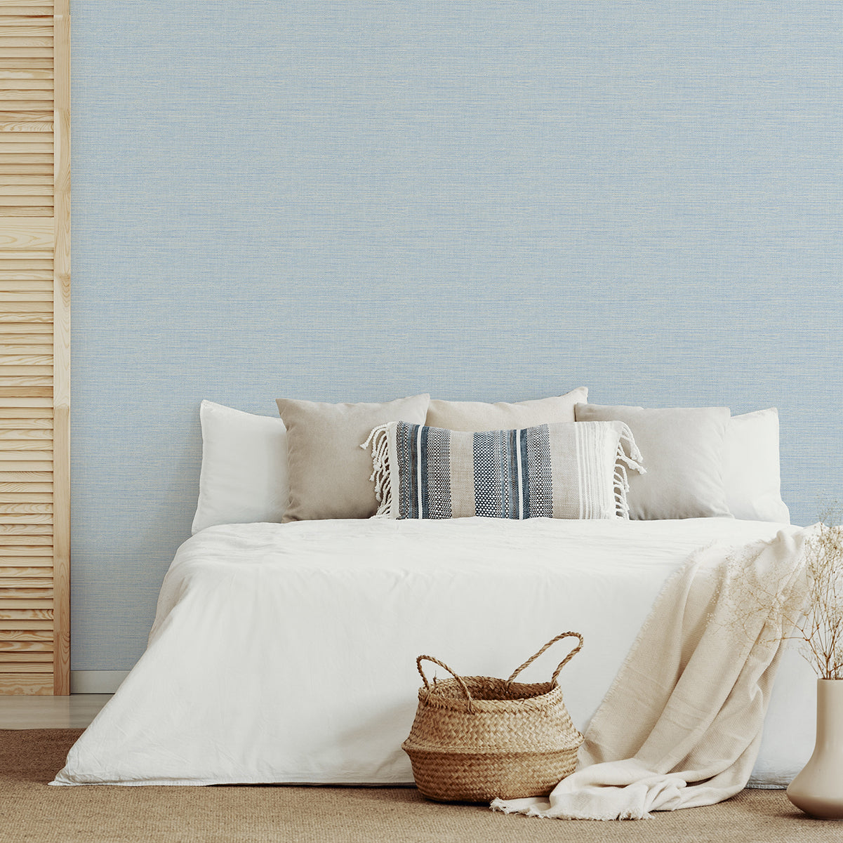 Agave Blue Imitation Grasscloth Wallpaper  | Brewster Wallcovering - The WorkRm