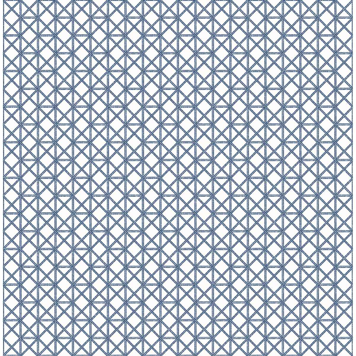 Lisbeth Blue Geometric Lattice Wallpaper - York Wallcoverings - 2969-26005