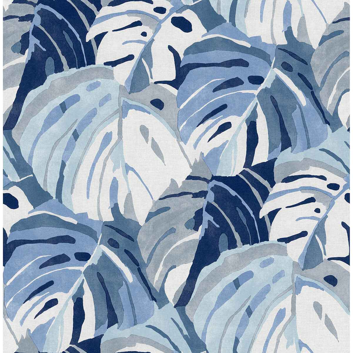 Samara Blue Monstera Leaf Wallpaper - York Wallcoverings - 2969-26007