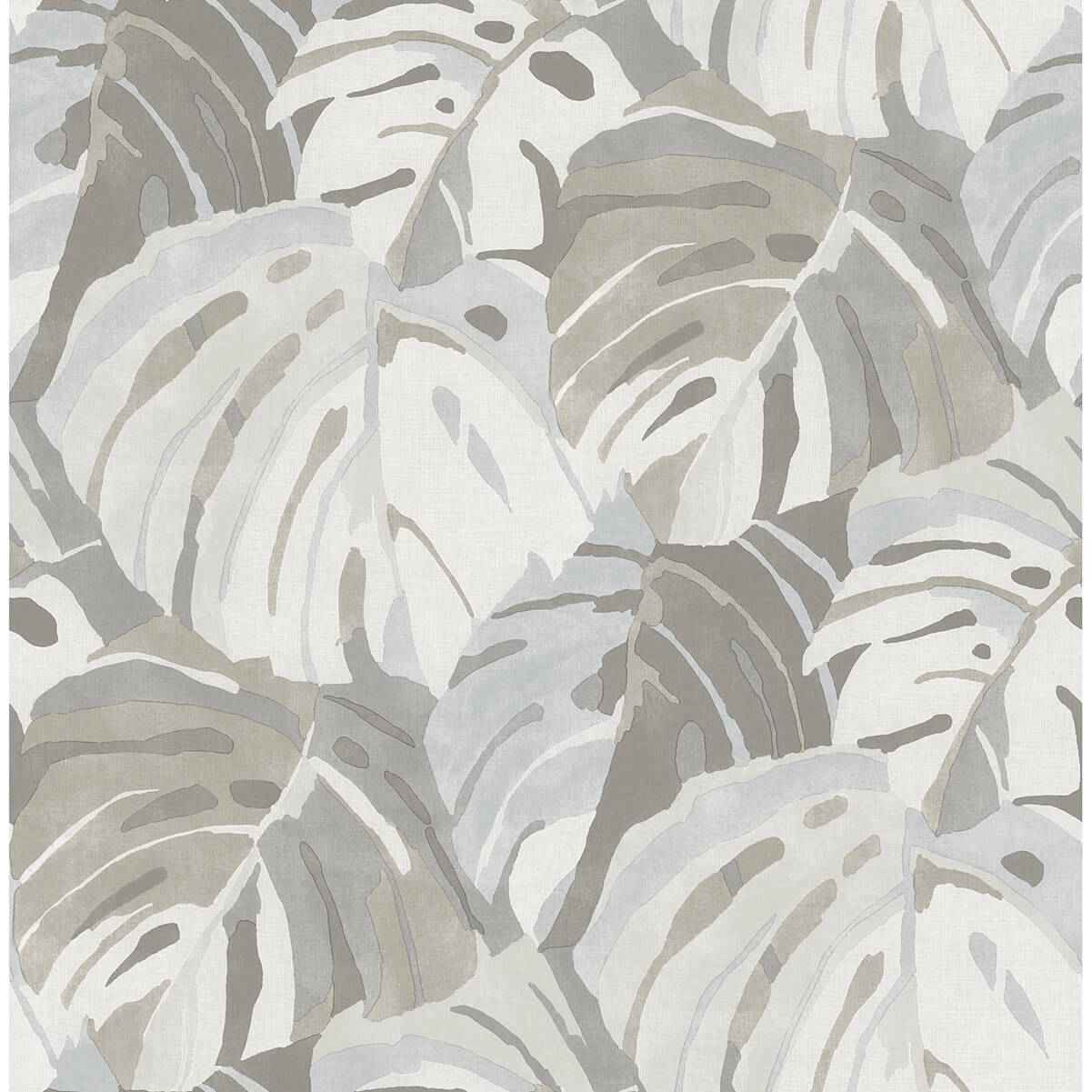 Samara Stone Monstera Leaf Wallpaper - York Wallcoverings - 2969-26008
