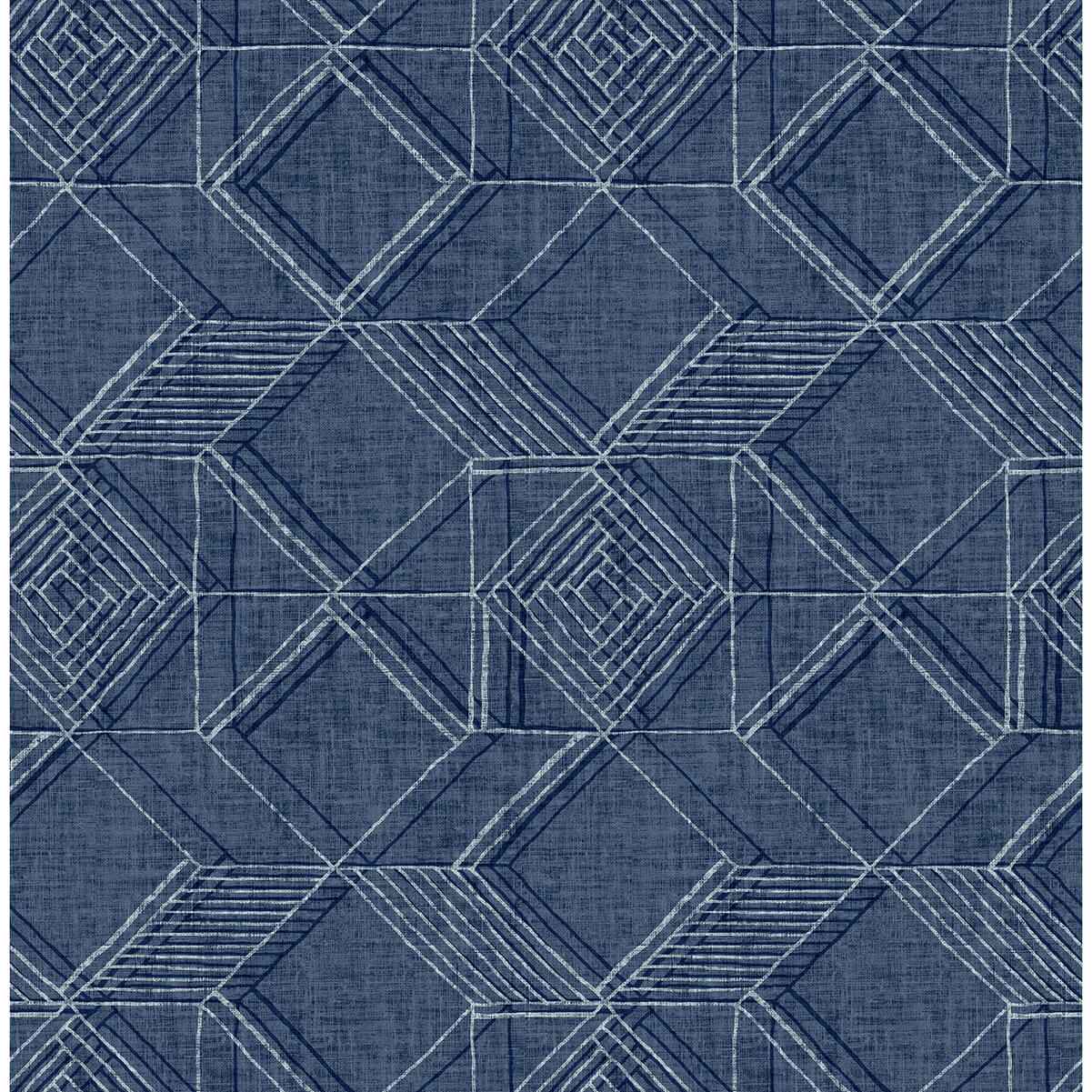 Moki Blue Lattice Geometric Wallpaper - York Wallcoverings - 2969-26017