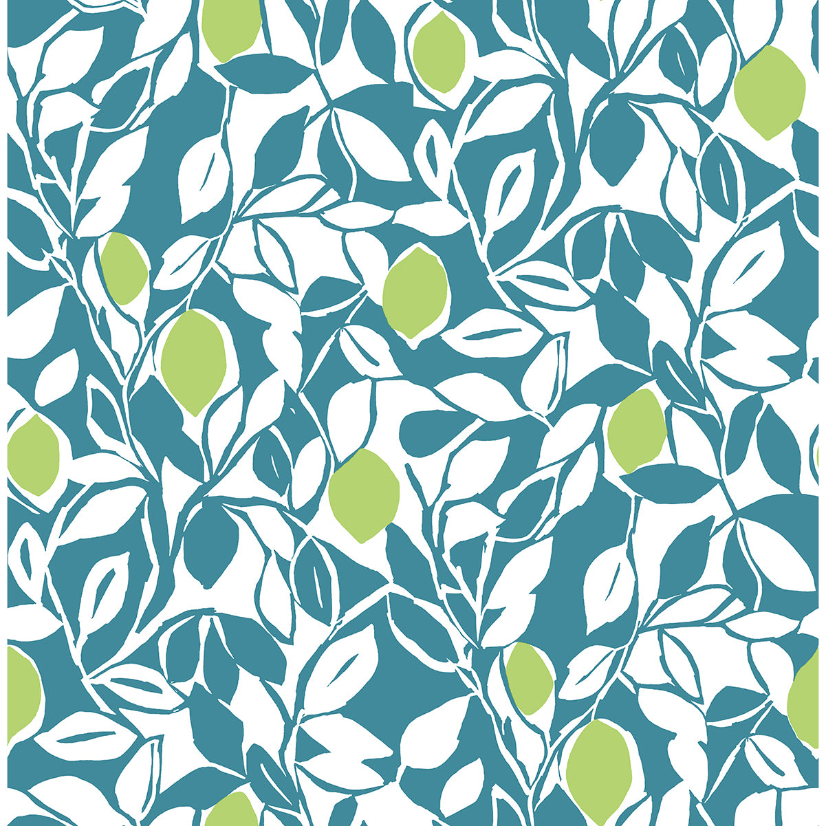 Picture of Loretto Teal Citrus Wallpaper