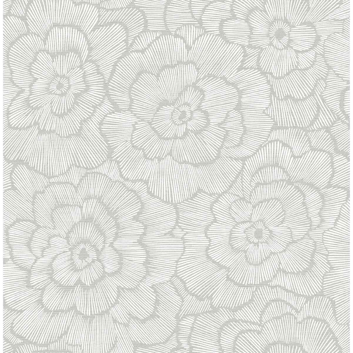 Periwinkle Light Grey Textured Floral Wallpaper - York Wallcoverings - 2969-26036