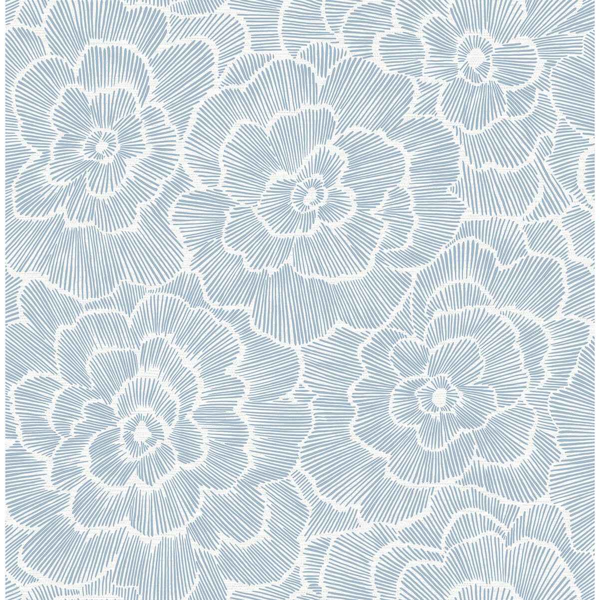 Periwinkle Blue Textured Floral Wallpaper - York Wallcoverings - 2969-26039