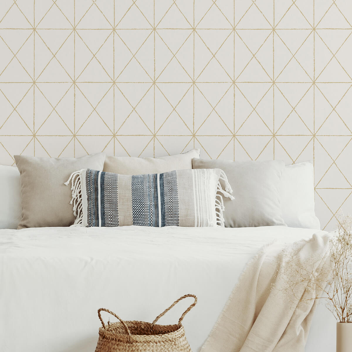 White Gold Get in Line Peel and Stick Wallpaper - York Wallcoverings - NUS3577 - York Wallcoverings Wallpaper
