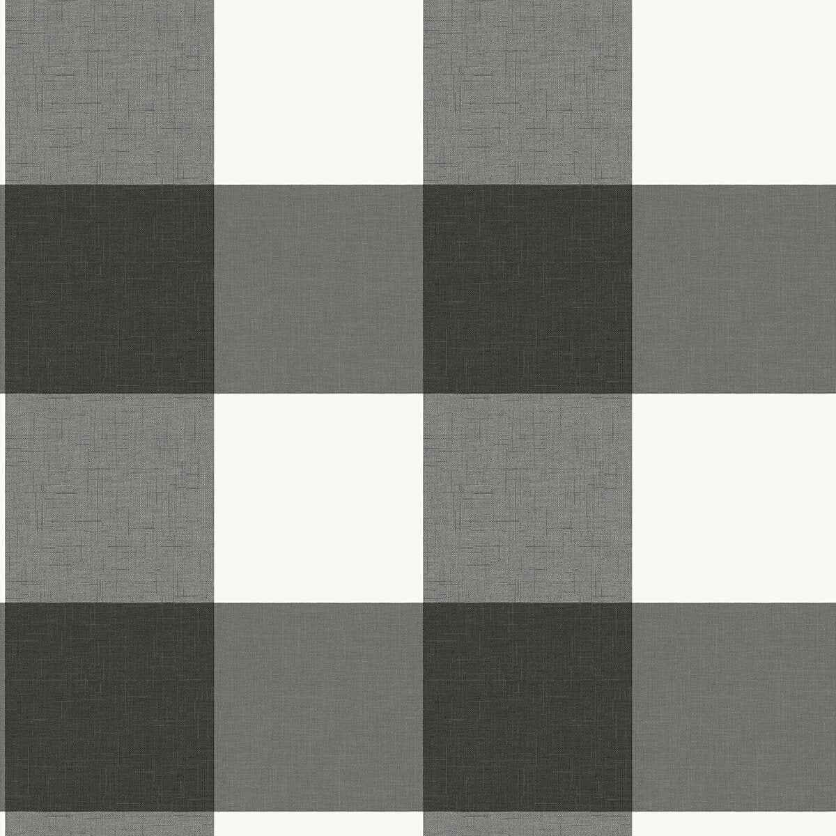 Charcoal Farmhouse Plaid Peel and Stick Wallpaper - York Wallcoverings - NUS3624