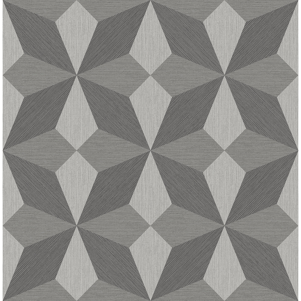 Brewster Wallcovering-Valiant Grey Faux Grasscloth Mosaic Wallpaper