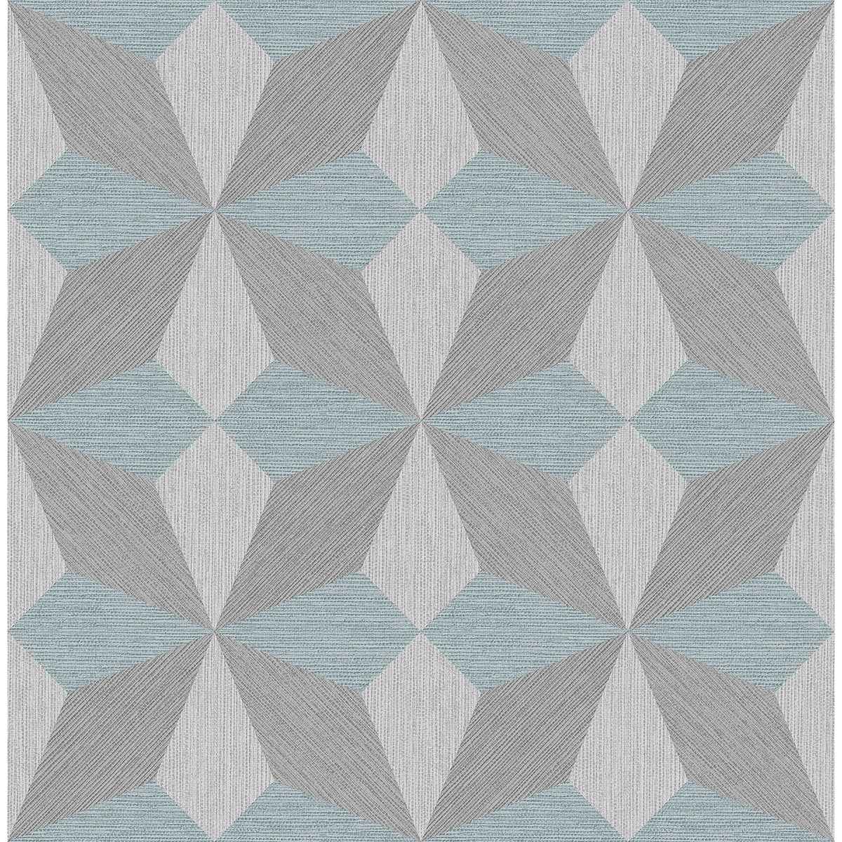Valiant Light Blue Faux Grasscloth Mosaic Wallpaper - York Wallcoverings - 2896-25304