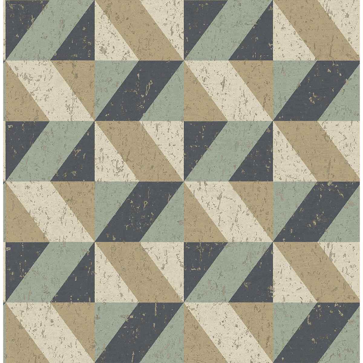 Cerium Blue Concrete Geometric Wallpaper - York Wallcoverings - 2896-25310