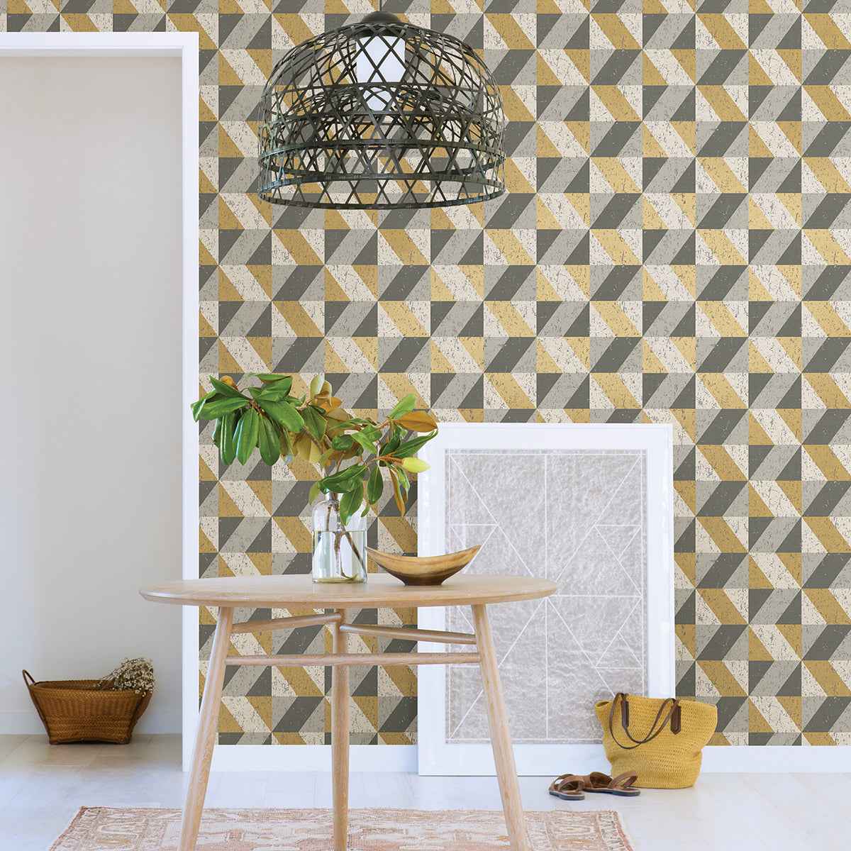 Cerium Moss Concrete Geometric Wallpaper - York Wallcoverings - 2896-25311 - York Wallcoverings Wallpaper