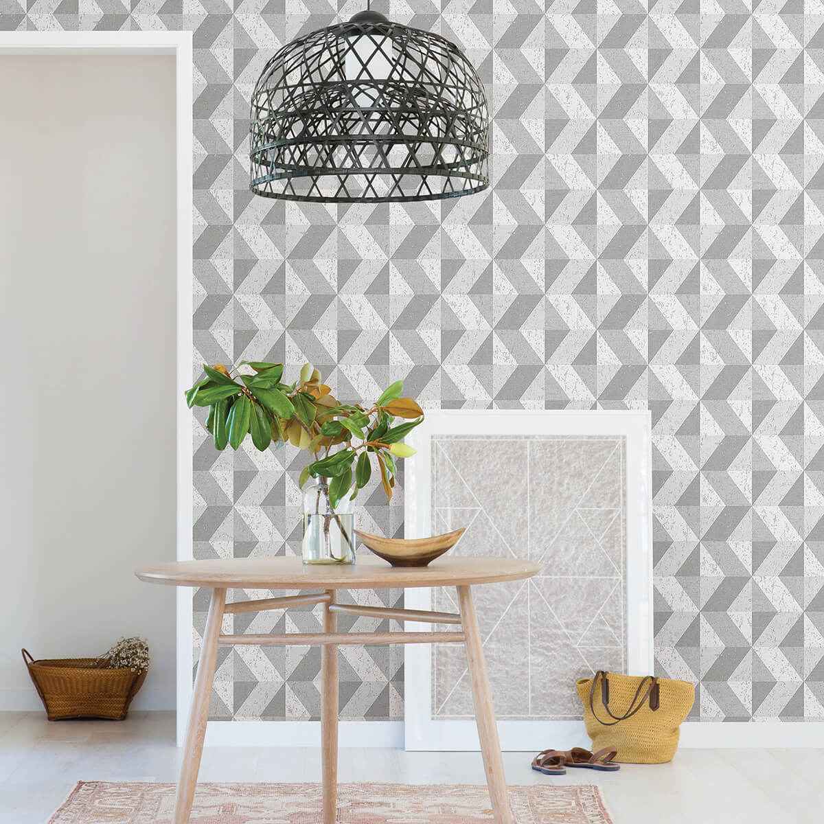 Cerium Grey Concrete Geometric Wallpaper - York Wallcoverings - 2896-25314 - York Wallcoverings Wallpaper