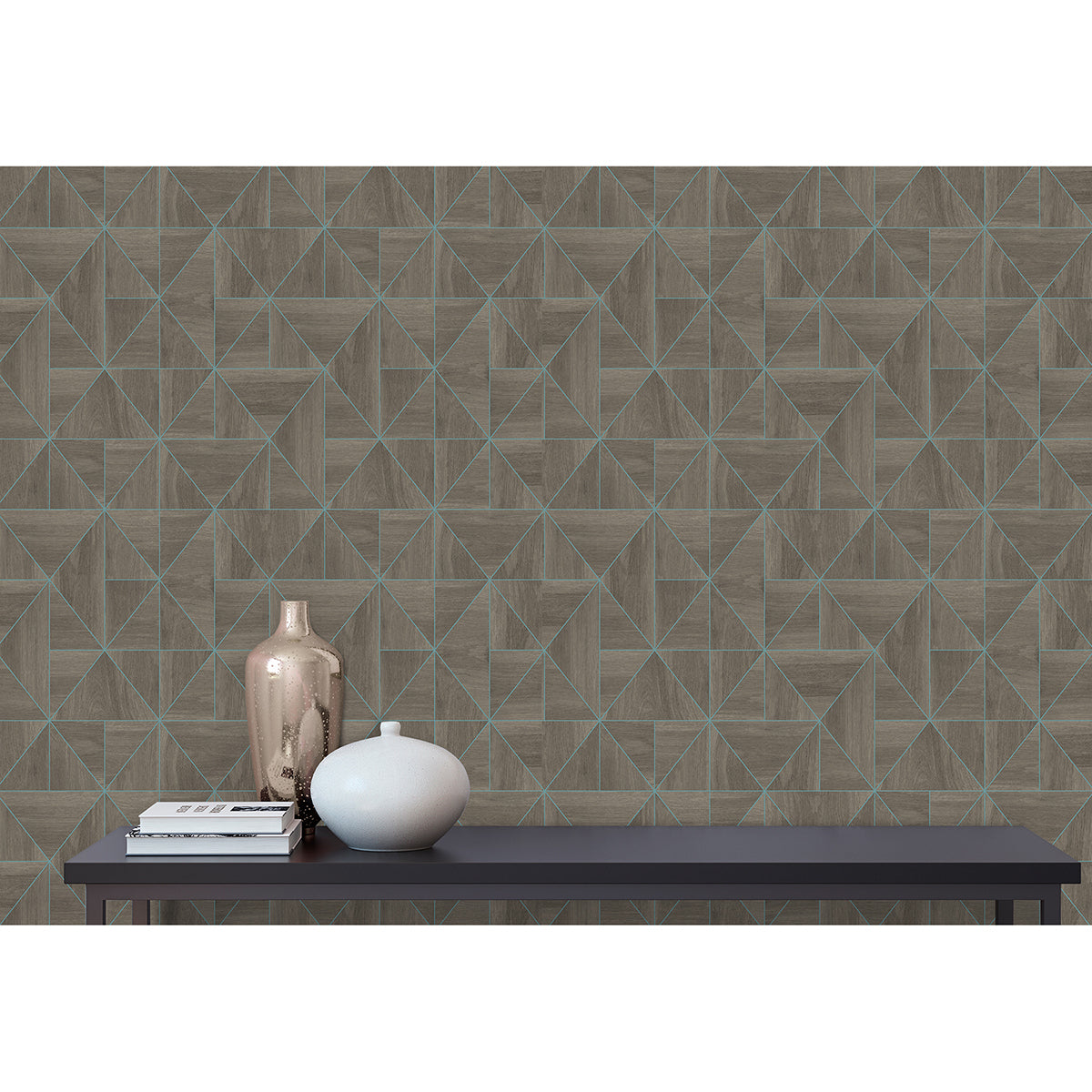 Cheverny Brown Wood Tile Wallpaper - Brewster Wallcovering