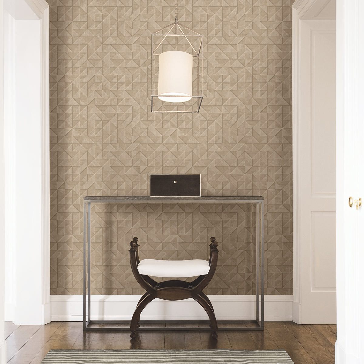 Gallerie Taupe Triangle Geometric Wallpaper - Brewster Wallcovering