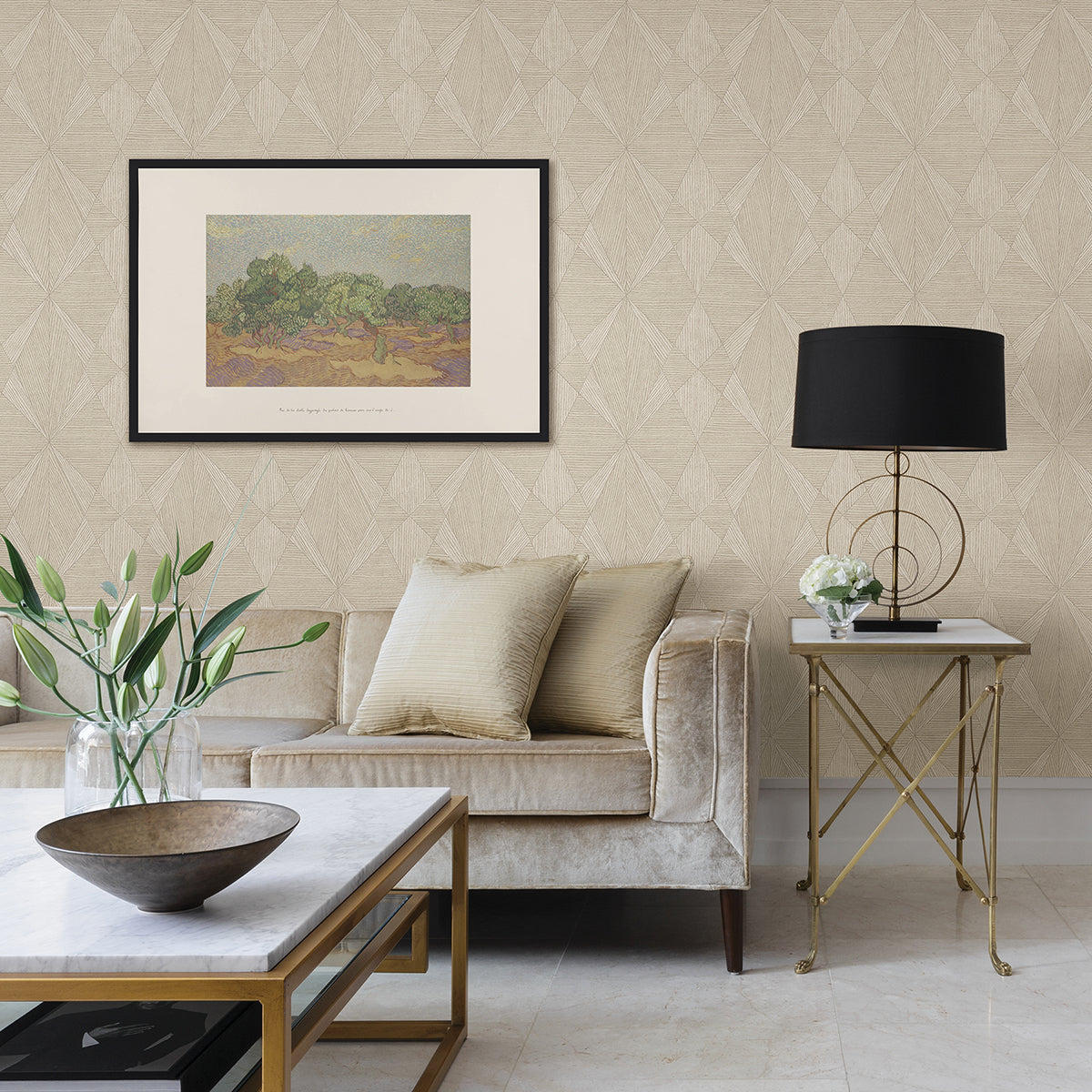 Intrinsic Bone Textured Geometric Wallpaper  | Brewster Wallcovering - The WorkRm