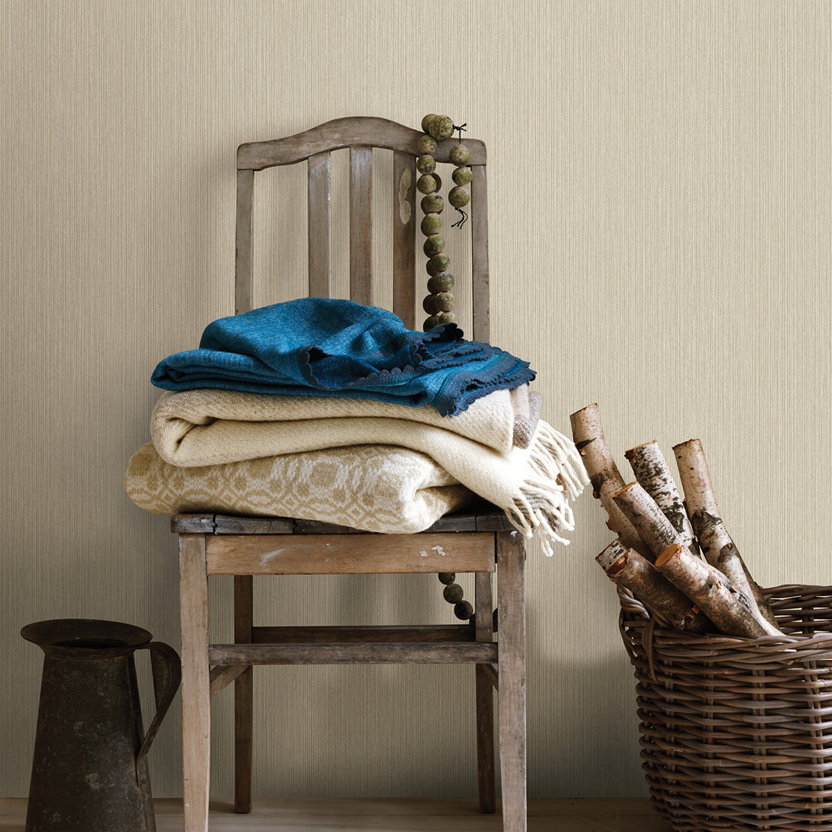 Crewe Beige Vertical Woodgrain Wallpaper - Brewster Wallcovering