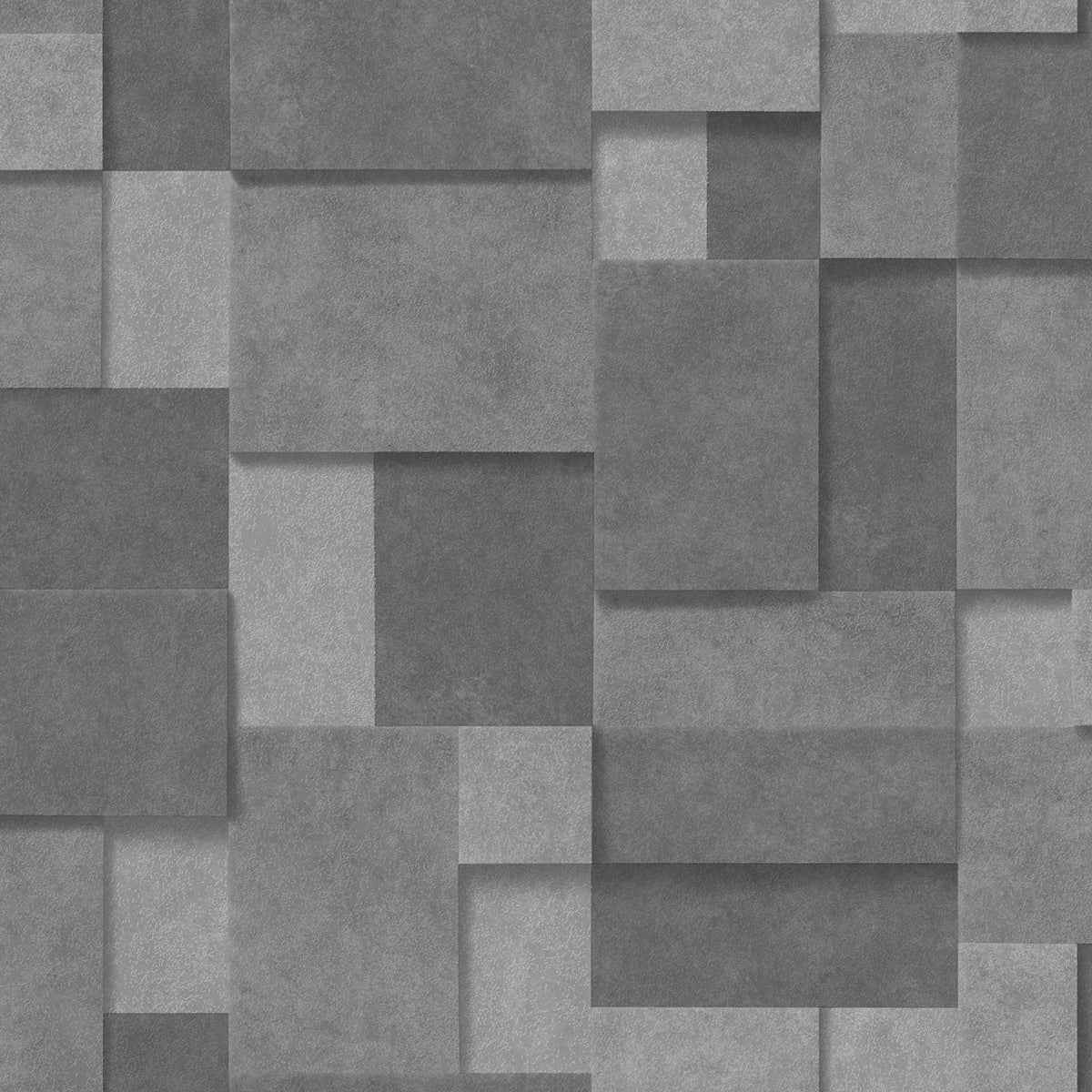 Duchamp Dark Grey Patchwork Metallic Wallpaper - York Wallcoverings - 2896-25354 - York Wallcoverings Wallpaper