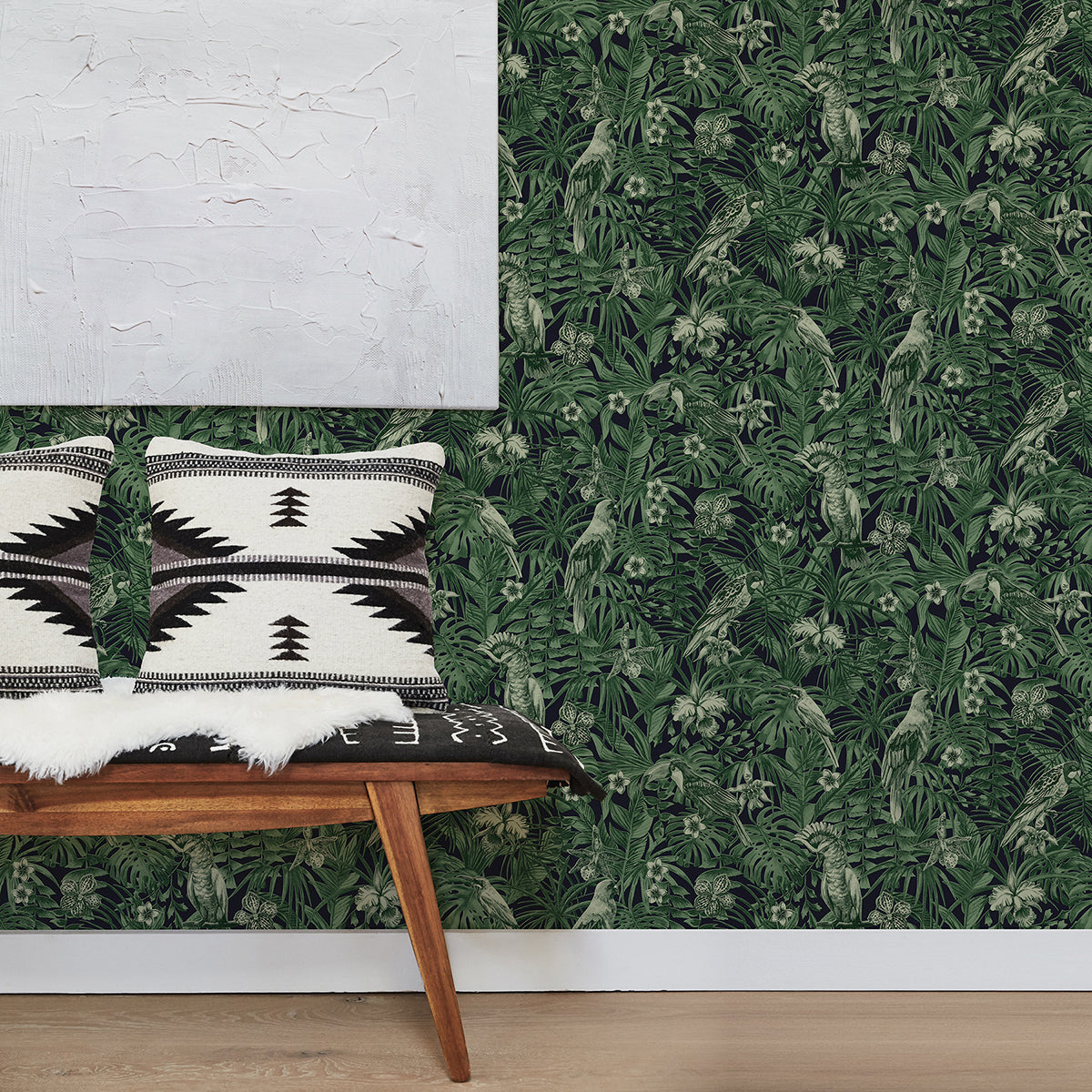 Susila Green Tropical Wallpaper - Brewster Wallcovering