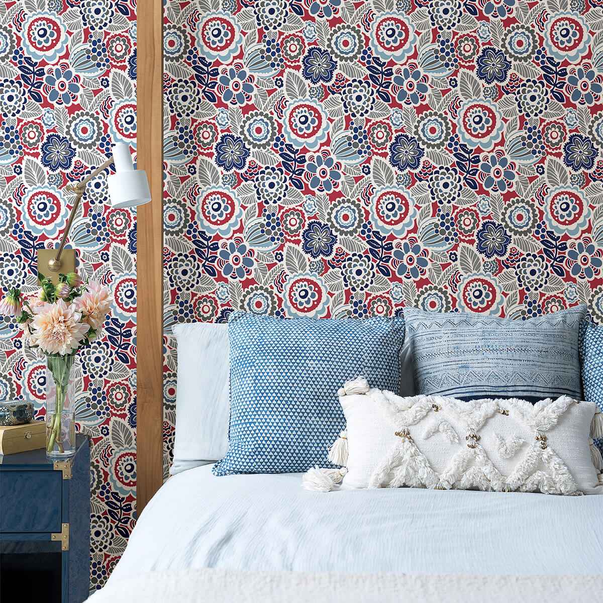 Lucy Red Floral Wallpaper - York Wallcoverings - 2903-25868 - York Wallcoverings Wallpaper