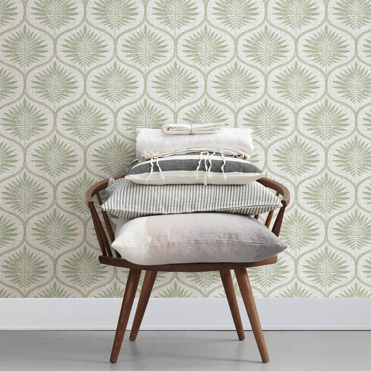 Green Primitive Leaves Peel and Stick Wallpaper - York Wallcoverings - NUS3621 - York Wallcoverings Wallpaper