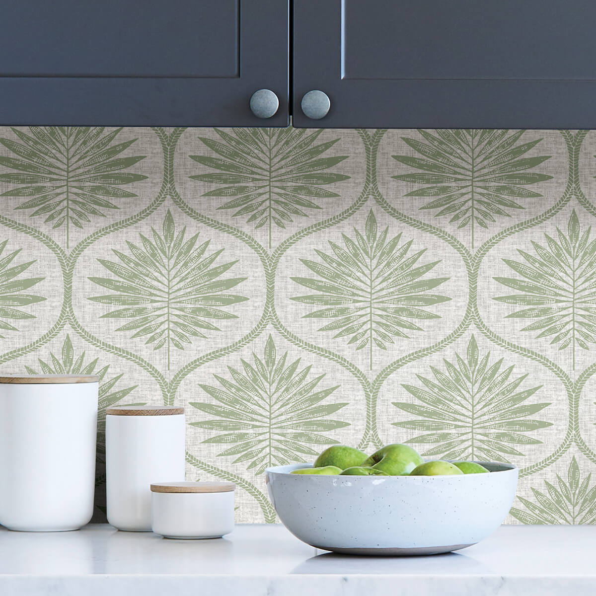 Green Primitive Leaves Peel and Stick Wallpaper - York Wallcoverings - NUS3621 - York Wallcoverings Wallpaper