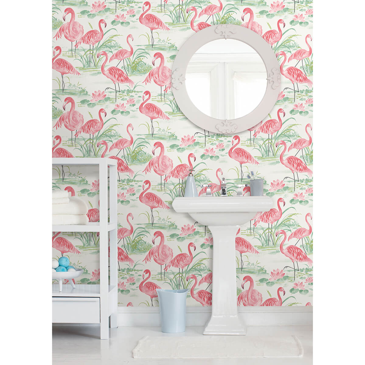 Pink Flamingo Beach Peel and Stick Wallpaper - York Wallcoverings - NUS3679 - York Wallcoverings Wallpaper