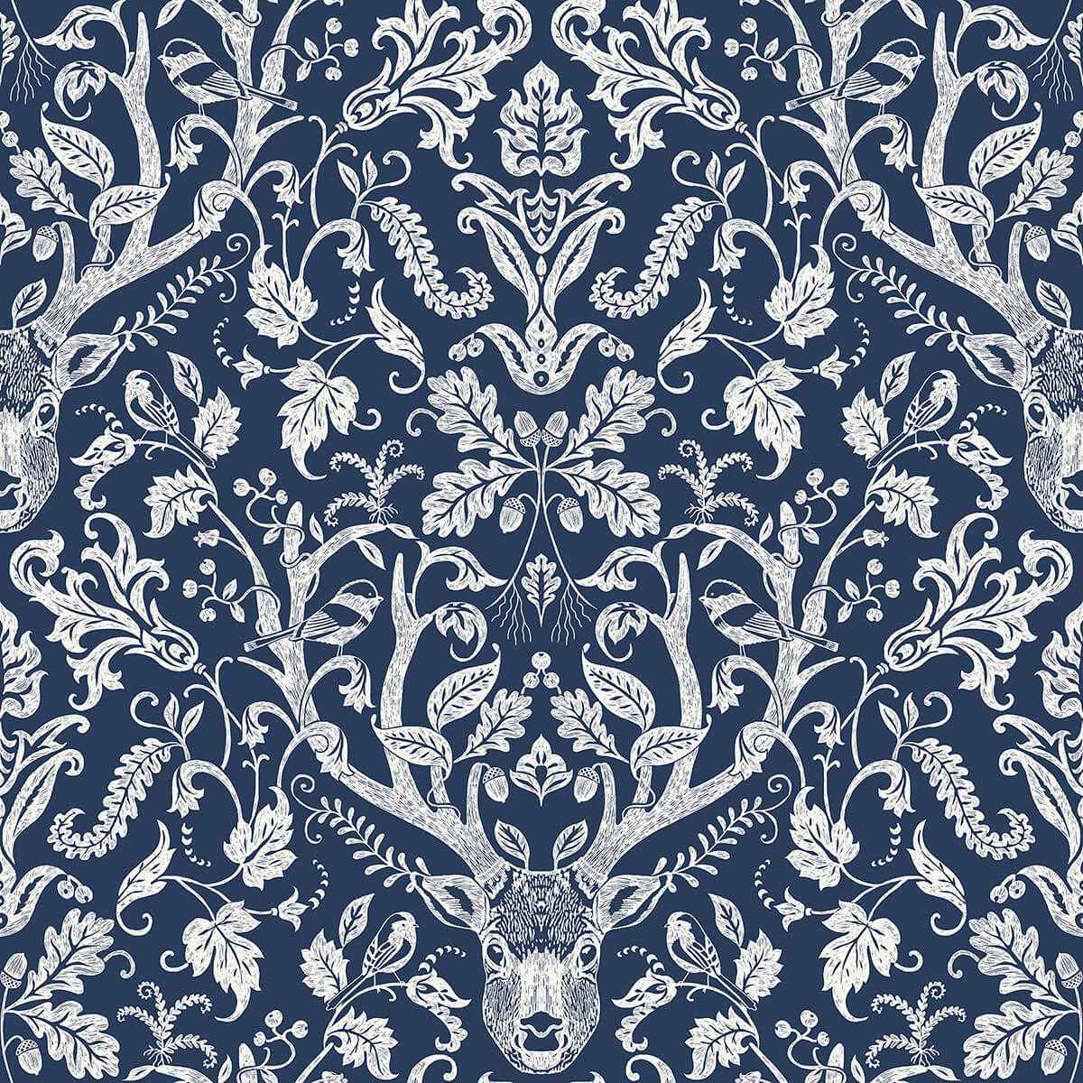 Navy Escape To the Forest Peel and Stick Wallpaper - York Wallcoverings - NUS3680