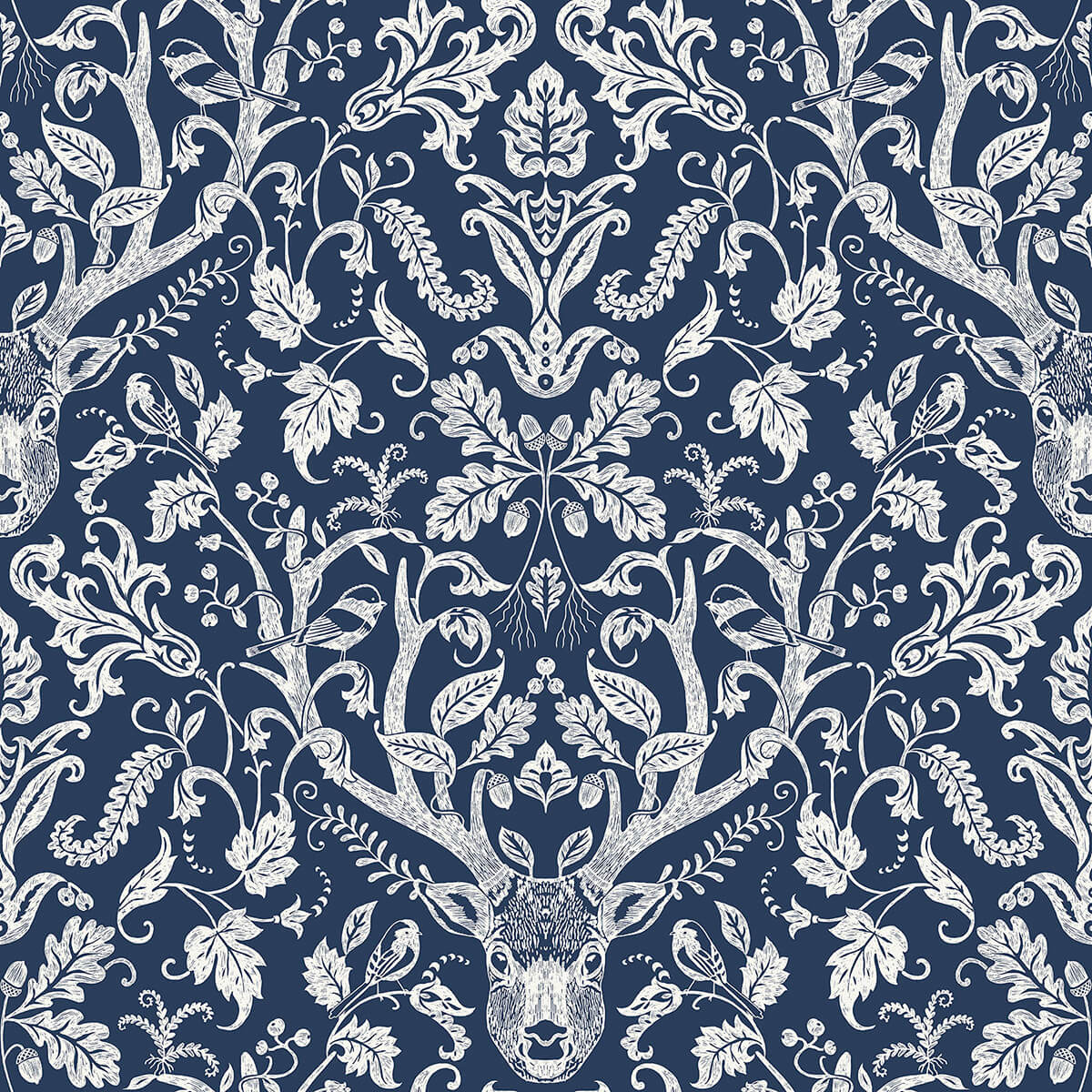 Navy Escape To the Forest Peel and Stick Wallpaper - York Wallcoverings - NUS3680 - York Wallcoverings Wallpaper