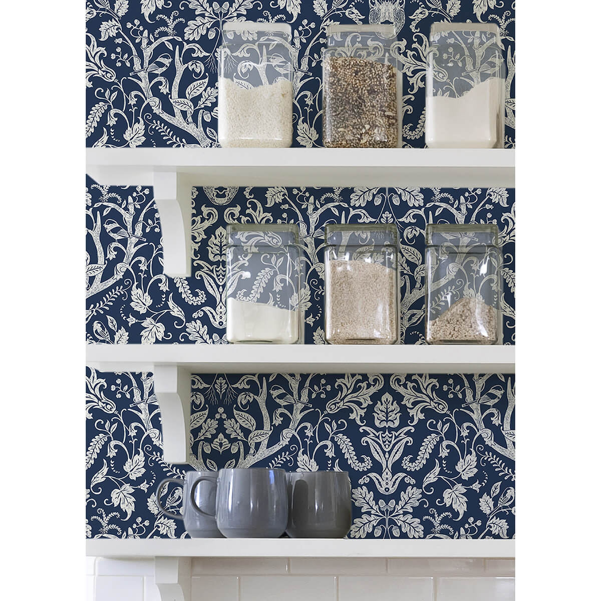 Navy Escape To the Forest Peel and Stick Wallpaper - York Wallcoverings - NUS3680 - York Wallcoverings Wallpaper