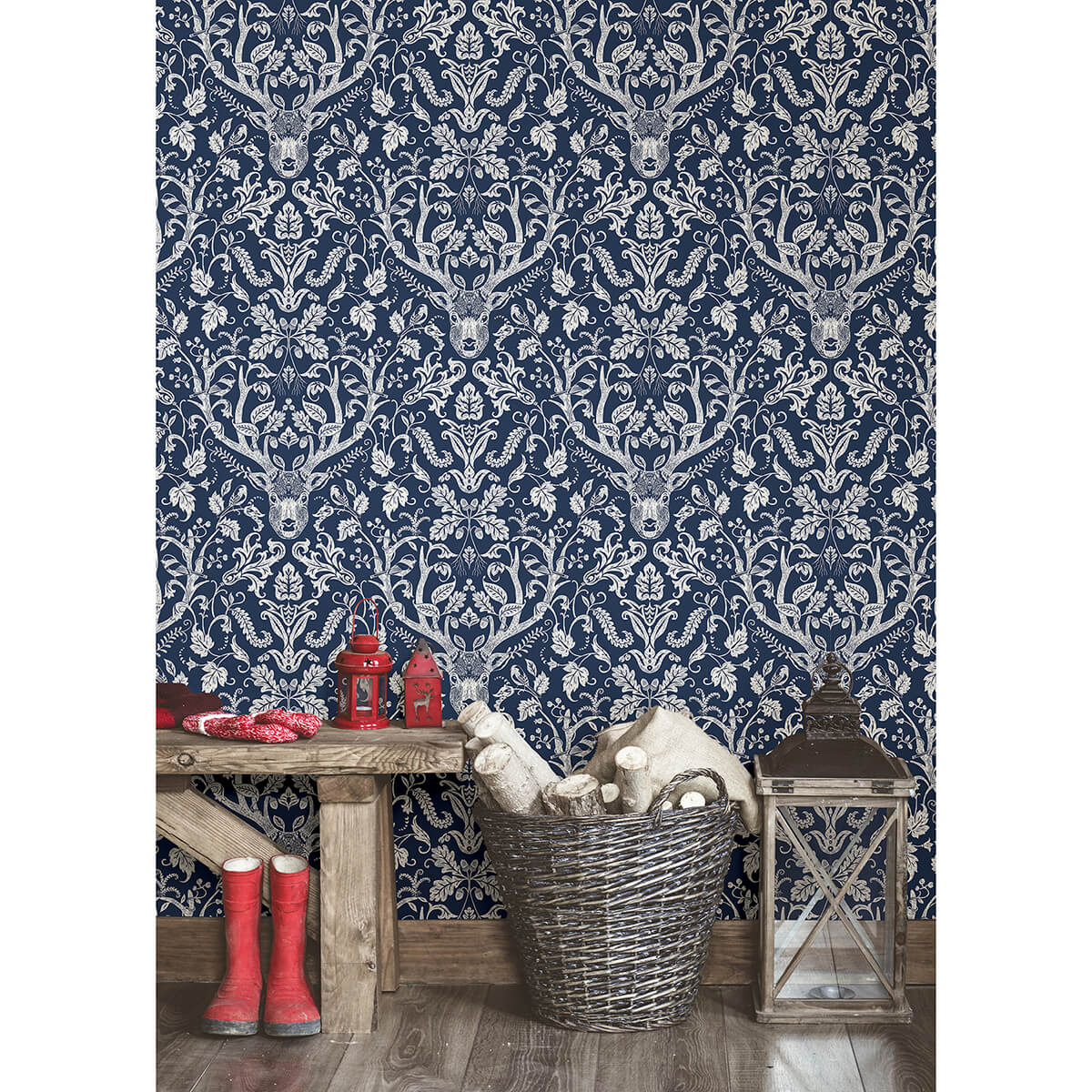 Navy Escape To the Forest Peel and Stick Wallpaper - York Wallcoverings - NUS3680 - York Wallcoverings Wallpaper