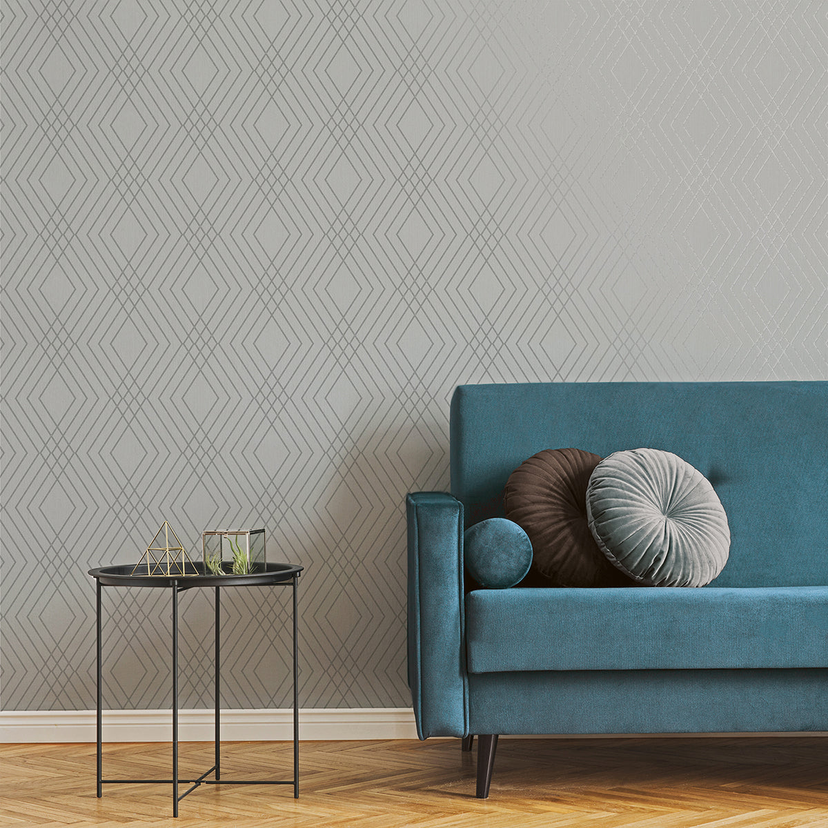 Shard Silver Trellis Wallpaper - Brewster Wallcovering