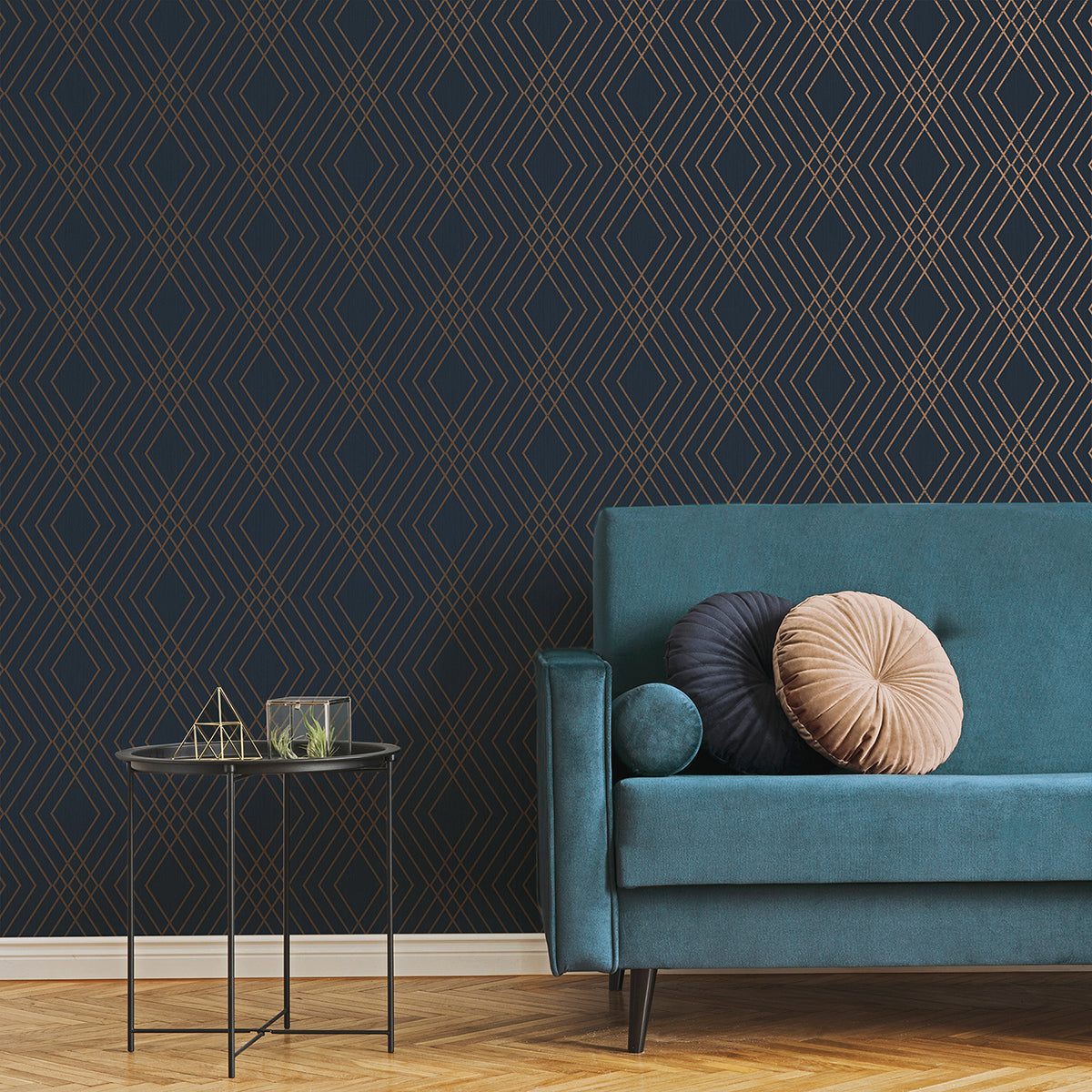 shard-navy-trellis-wallpaper-york-wallcoverings-fd42605 - York Wallcoverings Wallpaper
