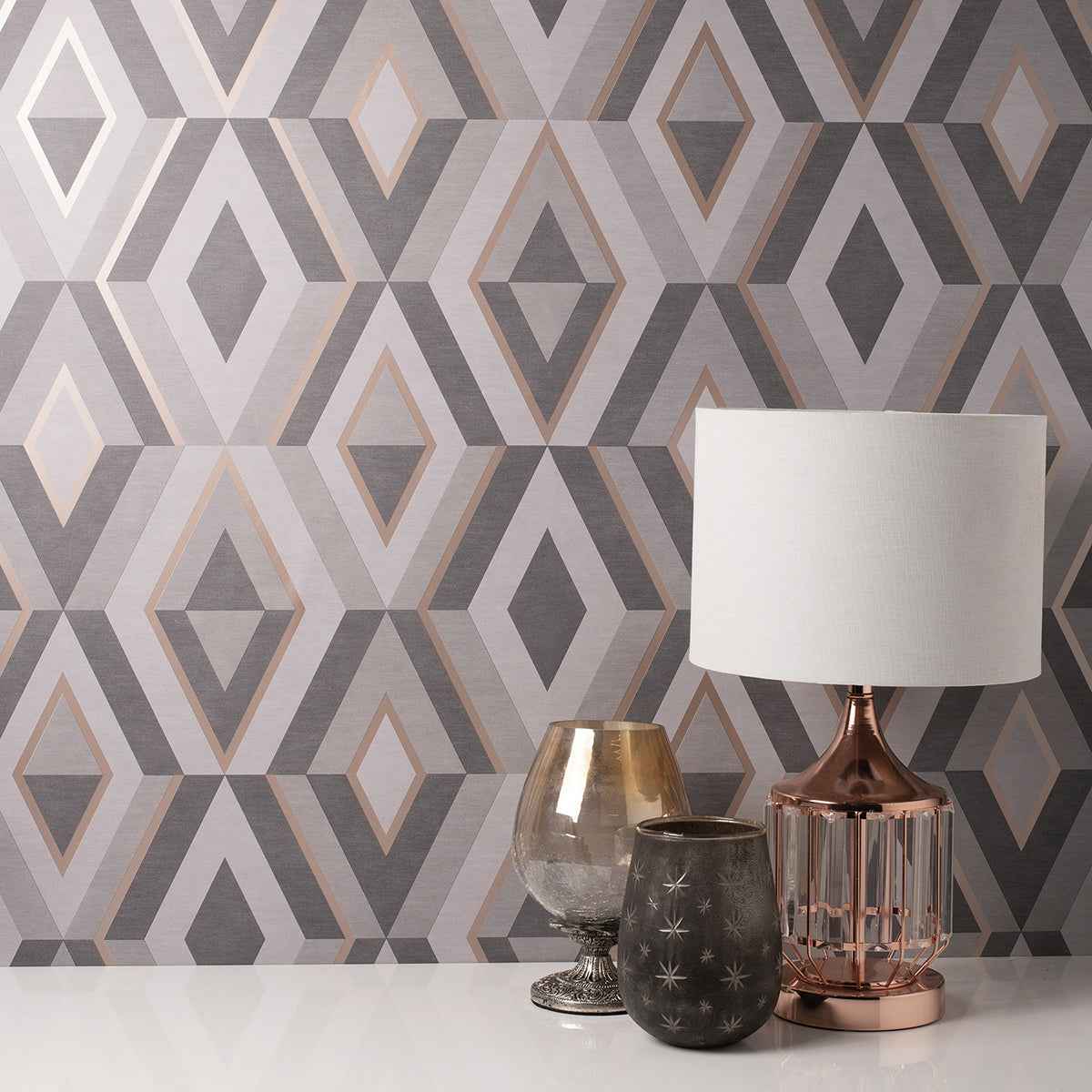 Shard Charcoal Geometric Wallpaper - York Wallcoverings - FD42607 - York Wallcoverings Wallpaper