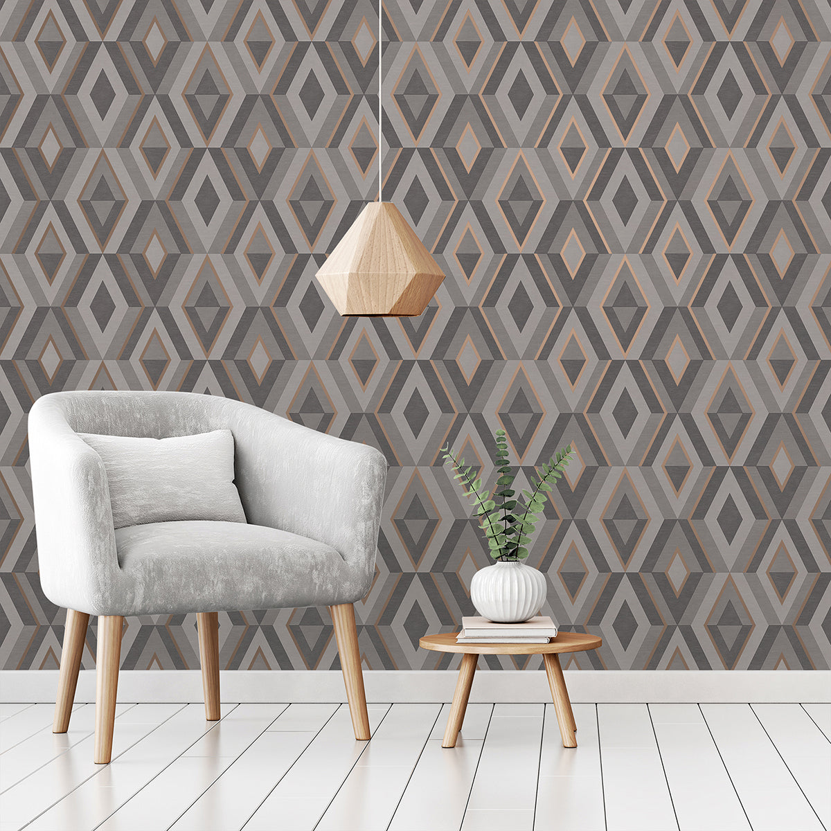 Shard Charcoal Geometric Wallpaper - Brewster Wallcovering