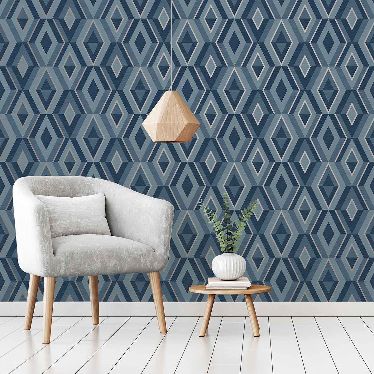 Shard Blue Geometric Wallpaper - York Wallcoverings - FD42608