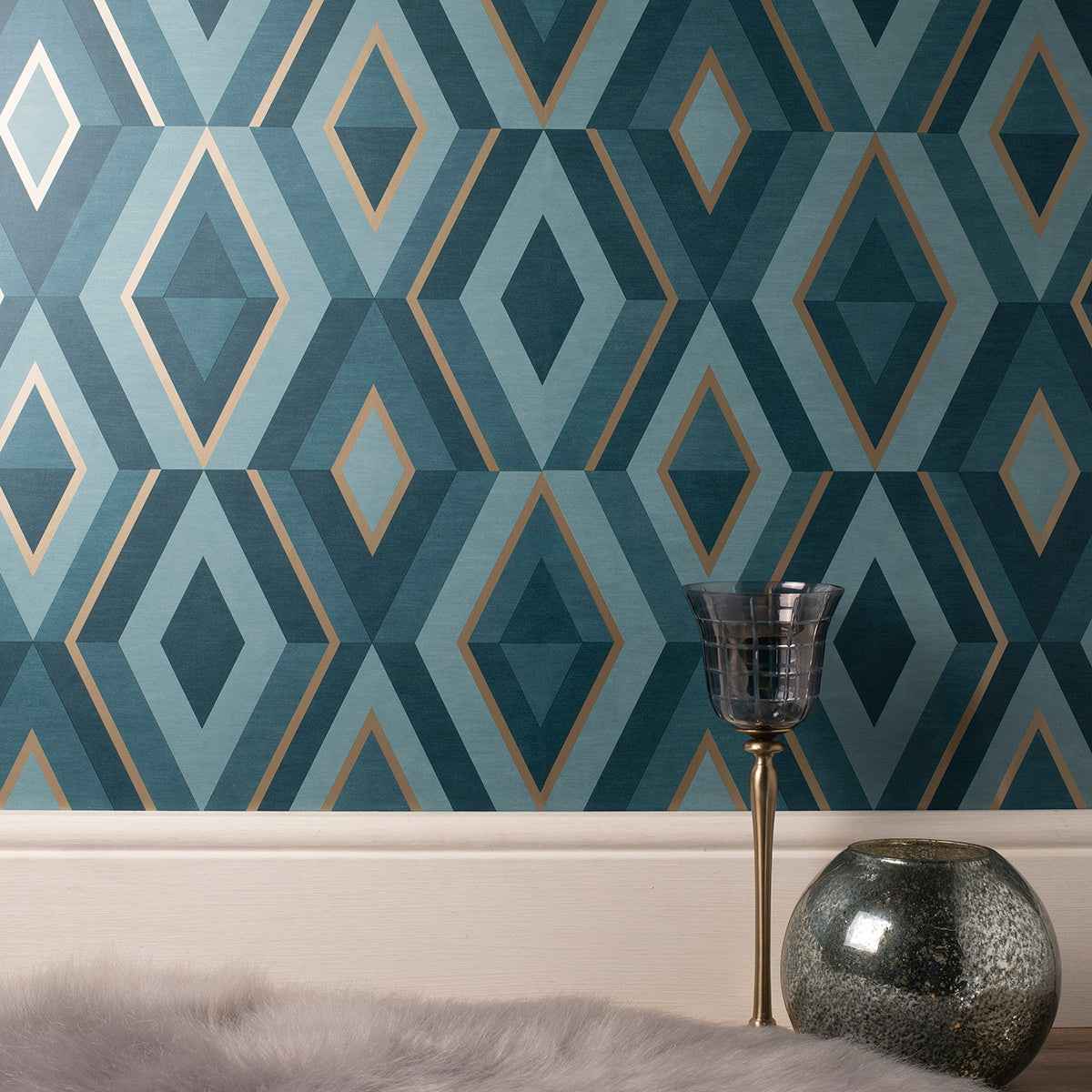 Shard Turquoise Geometric Wallpaper - York Wallcoverings - FD42609 - York Wallcoverings Wallpaper
