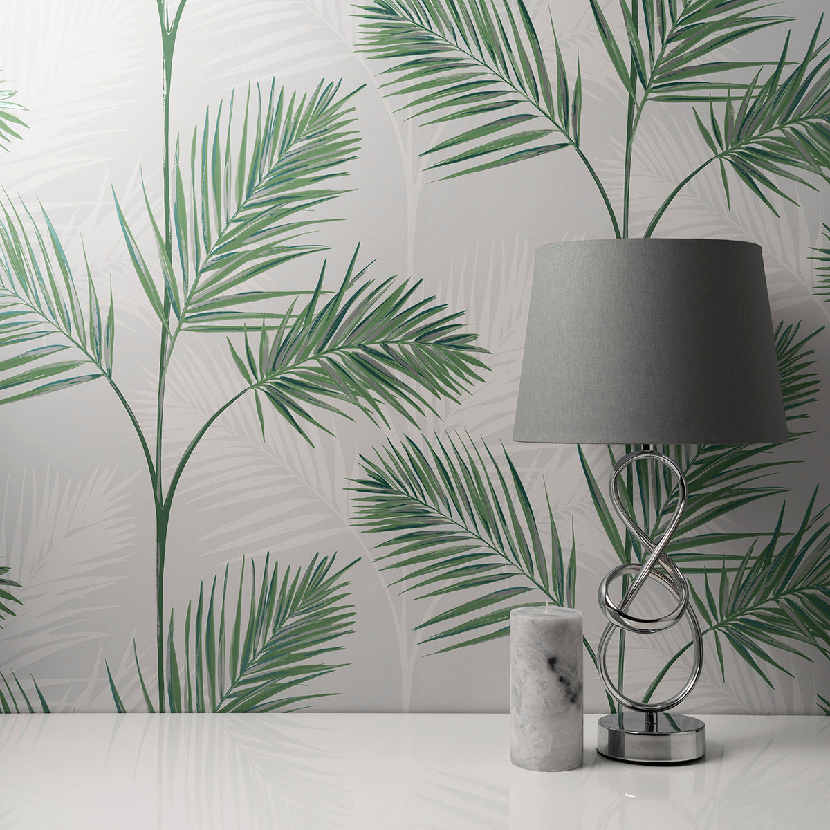 South Beach Stone Fronds Wallpaper - Brewster Wallcovering