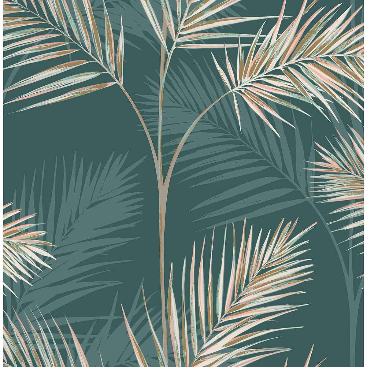 South Beach Evergreen Fronds Wallpaper - York Wallcoverings - FD42679 - York Wallcoverings Wallpaper