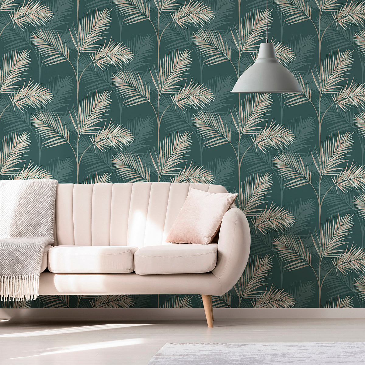 South Beach Evergreen Fronds Wallpaper - Brewster Wallcovering