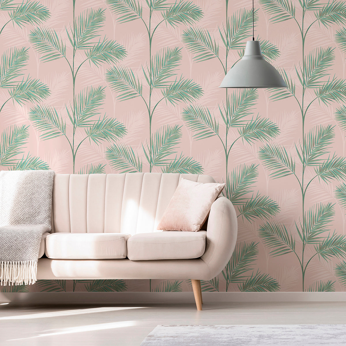 South Beach Blush Fronds Wallpaper - Brewster Wallcovering