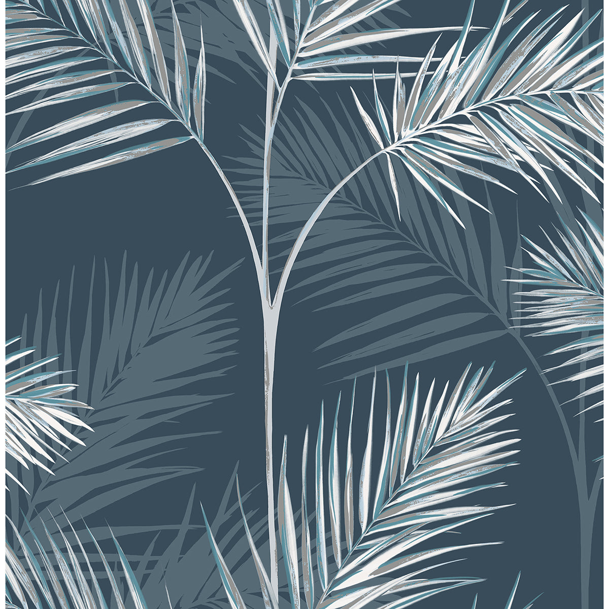 Picture of South Beach Navy Fronds Wallpaper