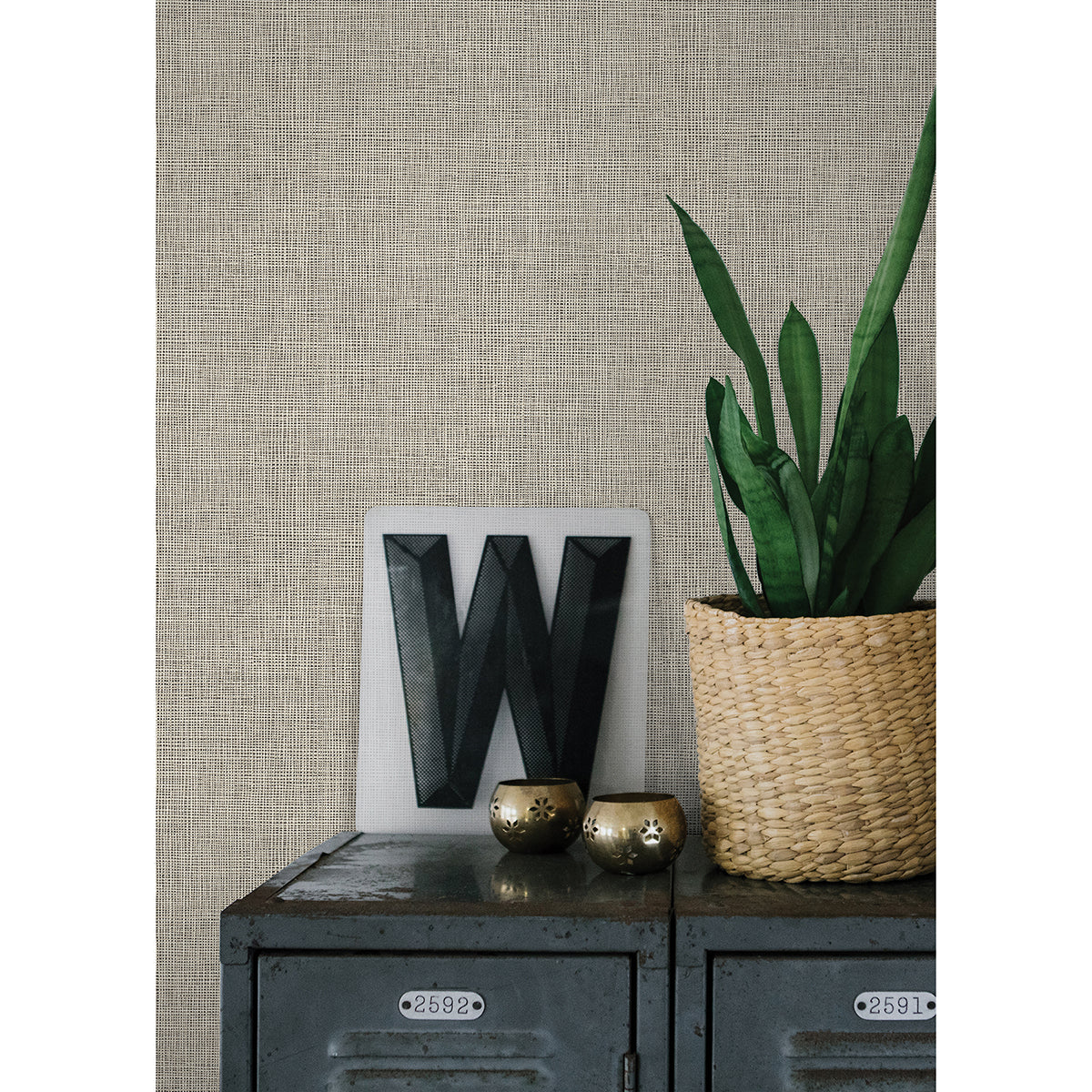 Seaton Wheat Linen Texture Wallpaper - Brewster Wallcovering