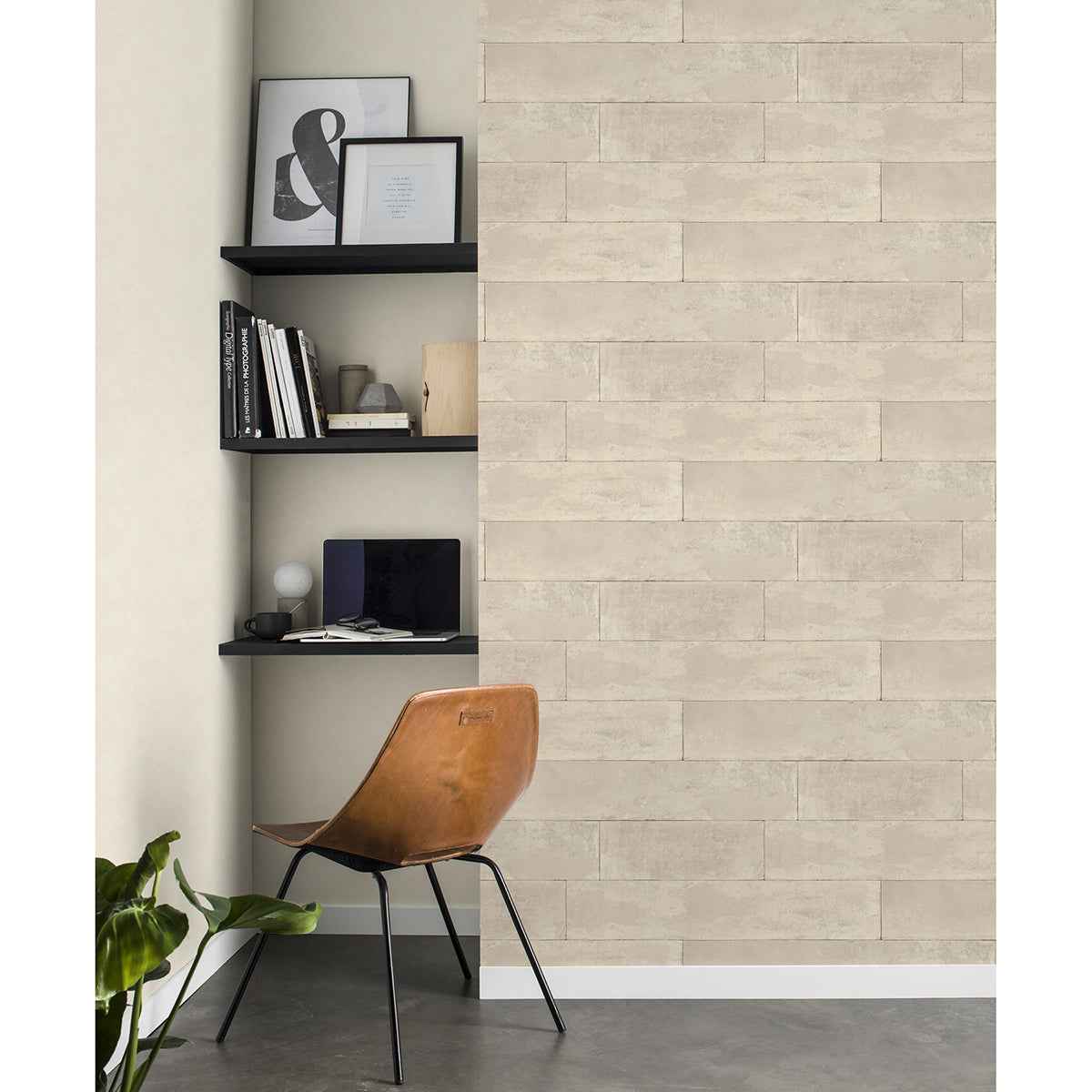 Lanier Neutral Stone Plank Wallpaper - York Wallcoverings - 4015-426014 - York Wallcoverings Wallpaper