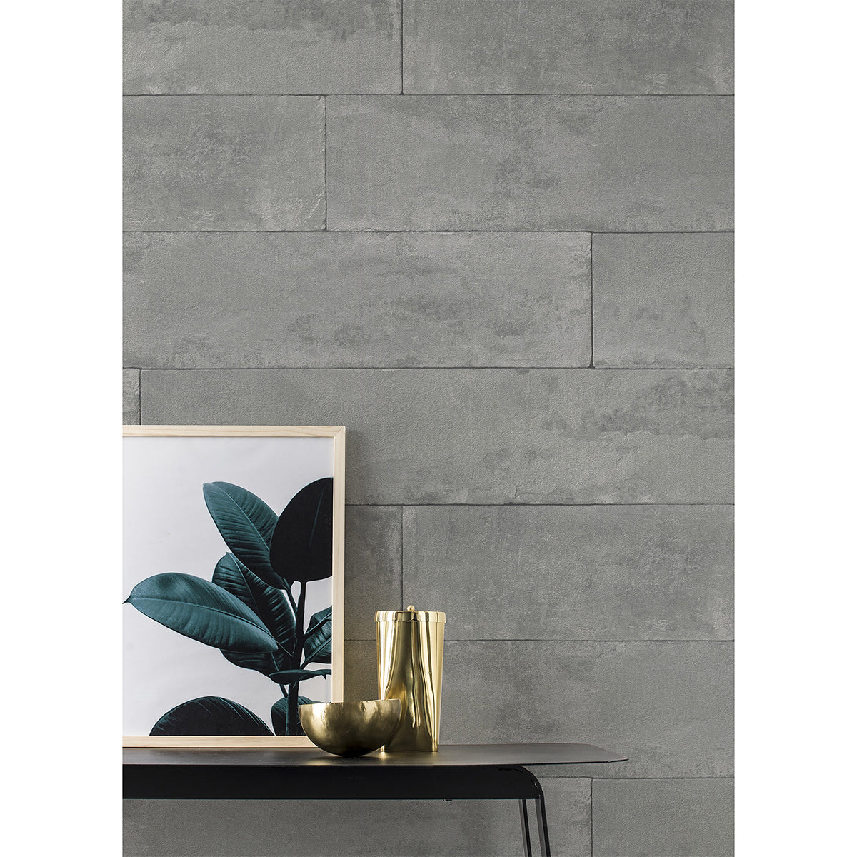 Lanier Grey Stone Plank Wallpaper - Brewster Wallcovering