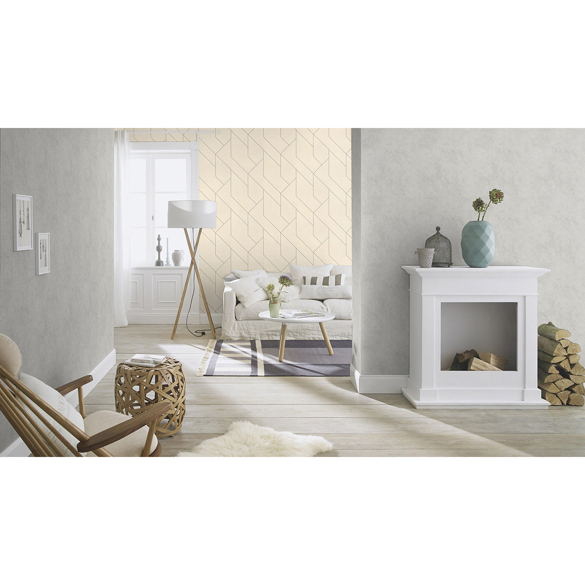 Escher Light Grey Plaster Wallpaper - Brewster Wallcovering