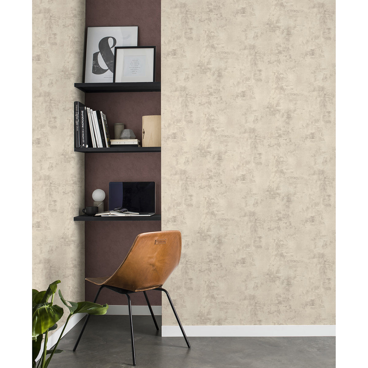 Osborn Beige Distressed Texture Wallpaper - Brewster Wallcovering