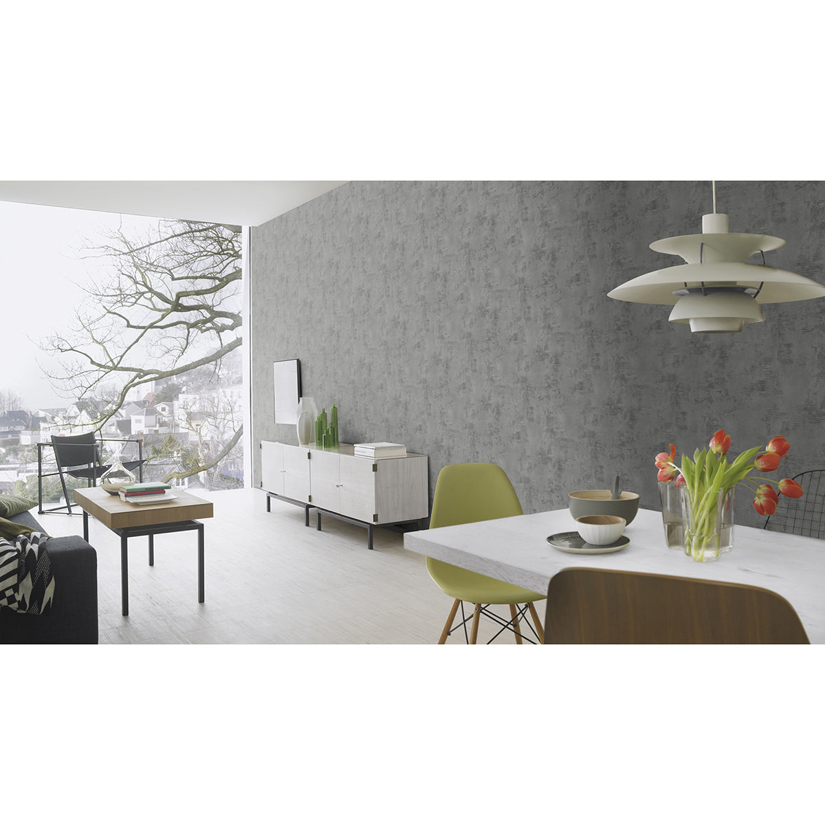 Osborn Charcoal Distressed Texture Wallpaper - Brewster Wallcovering