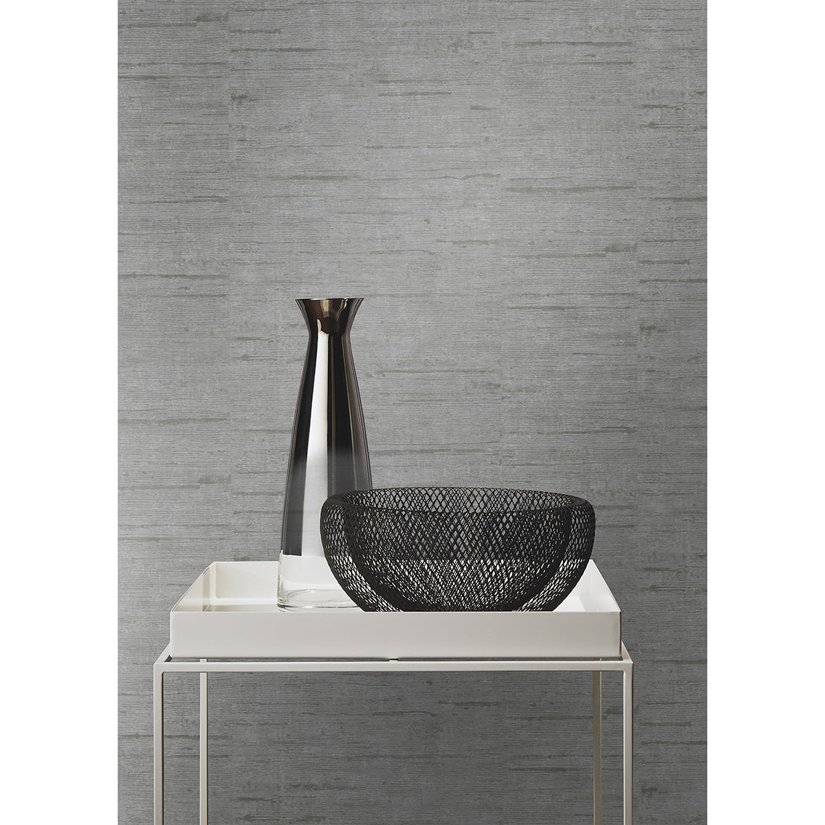 Maclure Silver Striated Texture Wallpaper  | Brewster Wallcovering - The WorkRm